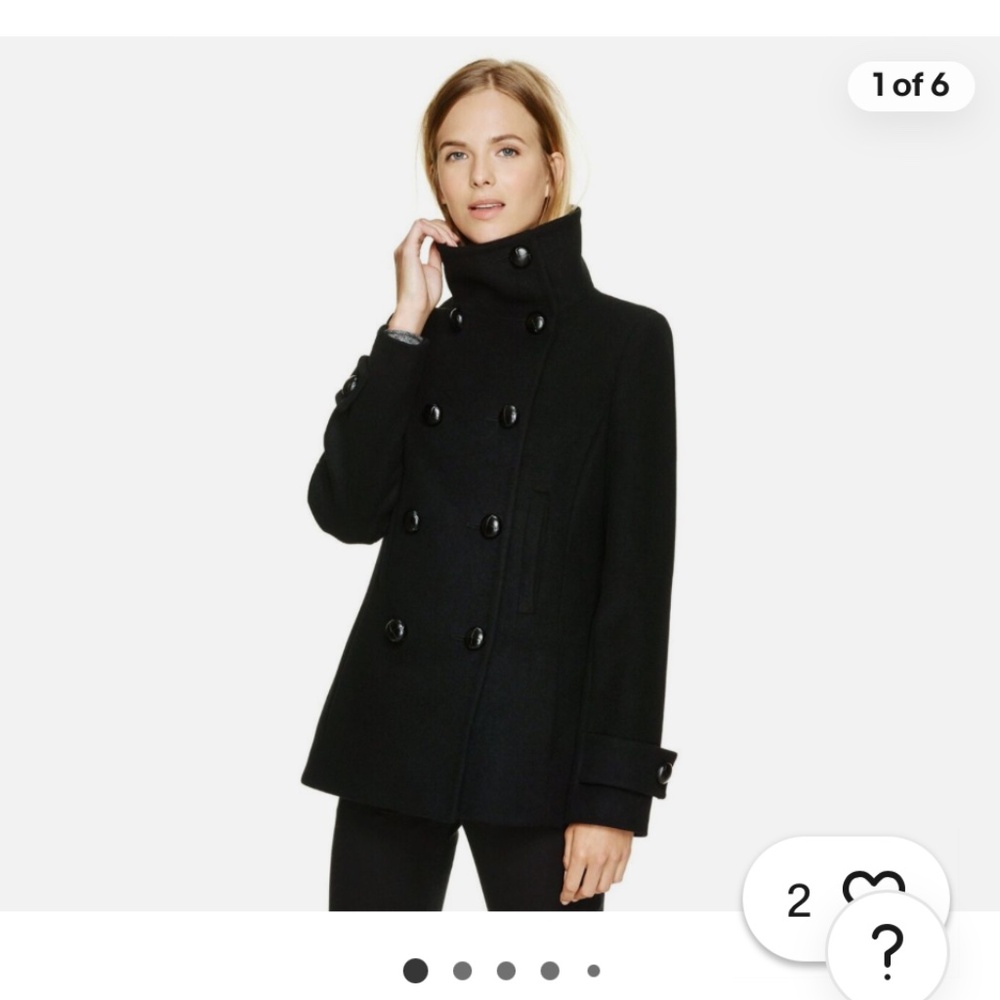 Aritzia T. Babaton Howell Wool Cashmere Double Breast High Collar Peacoat XXS - Picture 3 of 14